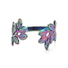 Ion Plating(IP) Rainbow Color 304 Stainless Steel Leaf Open Cuff Ring for Women RJEW-C025-09M-2