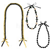 2Pcs Graduation Acrylic & Resin Heart & Natural Cowrie Shell Beaded Tie Knot Necklaces with 1Pc Polyester Braided Ribbon AJEW-OC0016-15-1