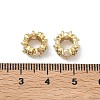 Teardrop & Flower Brass Clear Cubic Zirconia European Beads KK-D228-08G-2