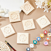 Square Wood Carved Floral Decorative Blocks WOOD-WH0124-160B-4