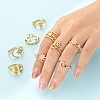 9Pcs 9 Style Adjustable Brass Micro Pave Clear Cubic Zirconia Cuff Rings RJEW-LS0001-18G-6