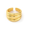 Rack Plating Brass Grooved Open Cuff Rings RJEW-K249-06G-2