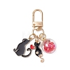 Cat Shape Alloy Enamel & Round Glass Pendant Decorations KEYC-JKC00927-4