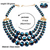 Glass Rondelle Beaded Multilayer Necklaces & Dangle Earrings Set for Women WG36B17-01-3