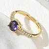 Brass & Round Cubic Zirconia Finger Rings CU-CBA7E55-19G-02-3