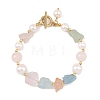 Raw Rough Natural Rose Quartz & Morganite Beaded Bracelets for Women BJEW-JB14295-3