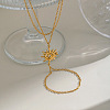304 Stainless Steel Spiral Sun Double Layer Hand Chain Finger Ring Bracelets for Women BN7044-3