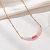 Dyed Natural Malaysia Jade Faceted Rondelle Beaded 304 Stainless Steel Satellite Chain Necklaces for Women NJEW-JN05783-7