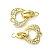 Rack Plating Eco-Friendly Brass Micro Pave Clear Cubic Zirconia Fold Over Clasps KK-K330-2