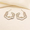 Irregular C Shape Stainless Steel Stud Earrings for Women NX3649-7-1