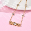 Mother's Day 304 Stainless Steel Cubic Zirconia Word Mom  Link Bracelets BJEW-L721-02G-2