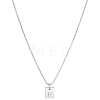 1Pc Stainless Steel Letter Rectangle Pendant Necklaces NJEW-LP0001-34F-P-1