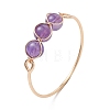 Copper Wire Wrapped Round Natural Amethyst & Rose Quartz & Green Aventurine & Carnelian Bead Rings for Women RJEW-JR00852-02-4