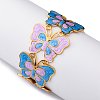 304 Stainless Steel Enamel Cuff Bangles for Women BJEW-P347-01G-B-3