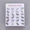 304 Stainless Steel Kitten Stud Earrings X-EJEW-F227-11P-3