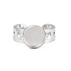Hollow Heart 304 Stainless Steel Cuff Ring Components SA-CBA82C8-02B-P-2