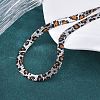 304 Stainless Steel Leopard Print Flat Snake Chain Necklaces for Women NJEW-A044-02B-P-2