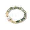 Natural Moss Agate Stretch Rings RJEW-C090-02G-3