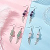 Natural Amethyst & Natural Green Aventurine & Natural Rose Quartz Wing Dangle Earrings EJEW-TA00684-1