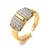 Brass Micro Pave Cubic Zirconia Cuff Rings for Women RJEW-G325-11E-GP-1