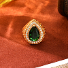 Vintage Bohemian Brass Micro Pave Cubic Zirconia Cuff Open Rings for Women VA3627-2-1