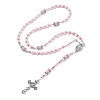 Cross & Virgin Mary Alloy Rosary Bead Necklaces NJEW-JN05123-01-4