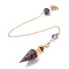 Resin Hexagonal Pointed Dowsing Pendulums(Brass Finding and Gemstone Inside) G-L521-A01-2