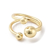 Round Ball Brass Open Cuff Rings for Women RJEW-D017-01G-2