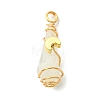 2Pcs Electroplated Natural Quartz Crystal Dyed Copper Wire Wrapped Pendants PALLOY-JF03163-01-3