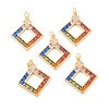 Eco-Friendly Brass Micro Pave Cubic Zirconia and Glass with Enamel Pendants KK-K268-30G-1