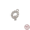 Real Platinum Plated Rhodium Plated 925 Sterling Silver Micro Pave Clear Cubic Zirconia Charms STER-P054-10P-Q-1