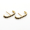 Brass Enamel Stud Earrings EJEW-L234-80-G-2