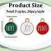 60Pcs 3 Colors Zinc Alloy Enamel Pendants ENAM-SC0008-26-2