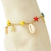 2Pcs 2 Styles Ocean Dyed Synthetic Turquoise Starfish Link Chain Anklets AJEW-AN00818-5