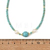 Synthetic Turquoise Round and Natural Cultured Freshwater Pearl Beaded Necklaces NJEW-JN06554-01-4