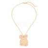 Easter Pink Rabbit Zinc Alloy Enamel with Imitation Pearl Pendant Iron Chain Necklaces for Women FS-WGDCBF5-01-3