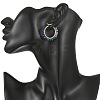 Dyed Natural Malaysia Jade Rondelle Bead & 201 Stainless Steel Hoop Earrings EJEW-JE07415-02-2