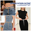 2Pcs 2 Colors Brass & Iron Full Crystal Rhinestone Chain Belts with Double Rings Buckles AJEW-FG0006-30A-7