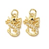 Brass Micro Pave Black Cubic Zirconia Charms CU-E003-18G-18-1