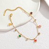 304 Stainless Steel Pave Cubic Zirconia Charm Bracelets for Women BJEW-T027-03G-1