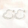 304 Stainless Steel Textured Wavy Wire Heart Shape Stud Earrings for Women SA-CBAB549-06P-3