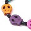 Dyed Synthetic Turquoise Halloween Skull Beaded Stretch Bracelets BJEW-TA00477-4