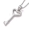 304 Stainless Steel Heart Skeleton Key Pendant Necklace for Women STAS-E154-17P-3