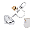 Brass & 304 Stainless Steel Heart Keychains KEYC-ME00017-1