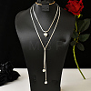 Minimalist European Style Stainless Steel & Alloy Heart Pendant Snake Chain Y-Shaped Double Layer Necklace for Women Daily Wear Gift ZC6698-2-3