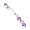Faceted Round Natural Quartz Crystal & Amethyst & Lepidolite/Purple Mica Stone Beaded Pendants PALLOY-JF03529-07-2