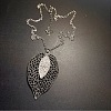 Vintage Alloy Crystal Rhinestone Hollow Leaf Pendant Necklaces for Women ET3744-5