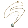 Natural Paua Shell Geometric Pendant 304 Stainless Steel Satellite Chain Necklaces NJEW-JN06352-4