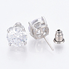 Brass Cubic Zirconia Stud Earrings X-EJEW-S199-01P-2