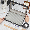 12 Grids Rectangle PU Leather Dustproof Pen Presentation Boxes with Visible Window Lid and Velvet Inside CON-WH0089-251-3